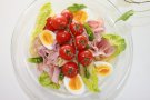 Salat med skinke,pasta og egg